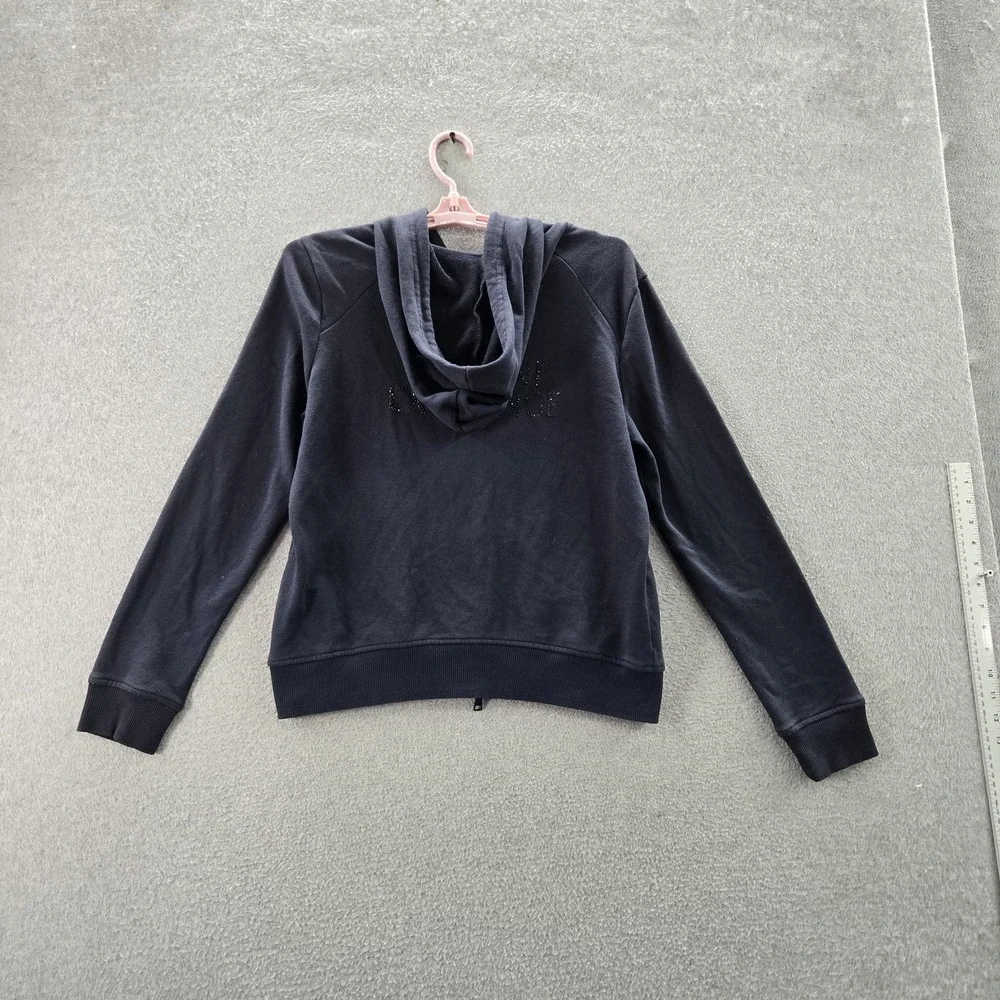 Armani Exchange Women Sweatshirt L Black Embroidery‎ Logo Full Zip